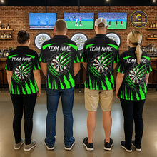 Load image into Gallery viewer, Black And Green Custom Leopard Darts Shirt For Men, Darts Team Jersey Polo &amp; Quarter Zip TDM5627