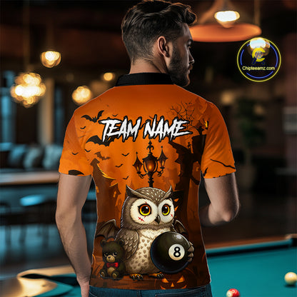 Personalized Funny Owl 8 Ball Pool Halloween Billiard Shirt Custom Pumpkin Billiard Jersey For Men TDM4928