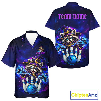 Funny Raccoon Wizard Galaxy Bowling Hawaiian Shirts For Men And Women Custom Bowling Team Outfit TDM8066