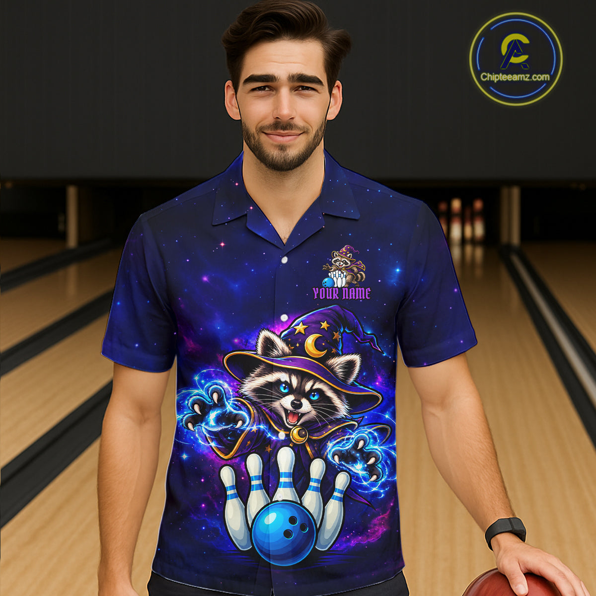 Funny Raccoon Wizard Galaxy Bowling Hawaiian Shirts For Men And Women Custom Bowling Team Outfit TDM8066