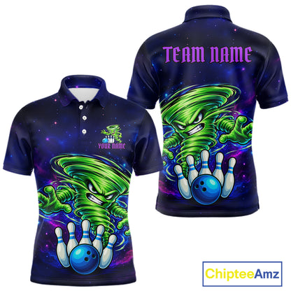 Funny Tornado Galaxy Bowling Shirts For Men Custom Bowling Jersey, Bowling Team Outfit TDM8067