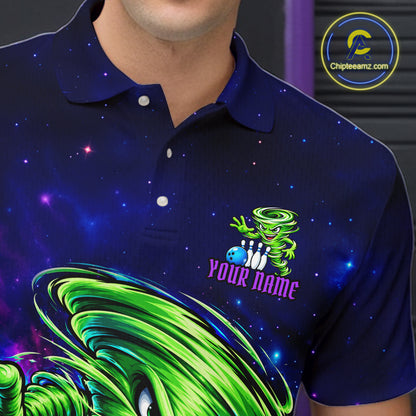 Funny Tornado Galaxy Bowling Shirts For Men Custom Bowling Jersey, Bowling Team Outfit TDM8067