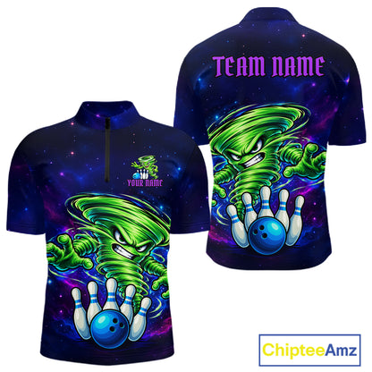 Funny Tornado Galaxy Bowling Shirts For Men Custom Bowling Jersey, Bowling Team Outfit TDM8067