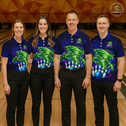 Funny Tornado Galaxy Bowling Shirts For Men Custom Bowling Jersey, Bowling Team Outfit TDM8067