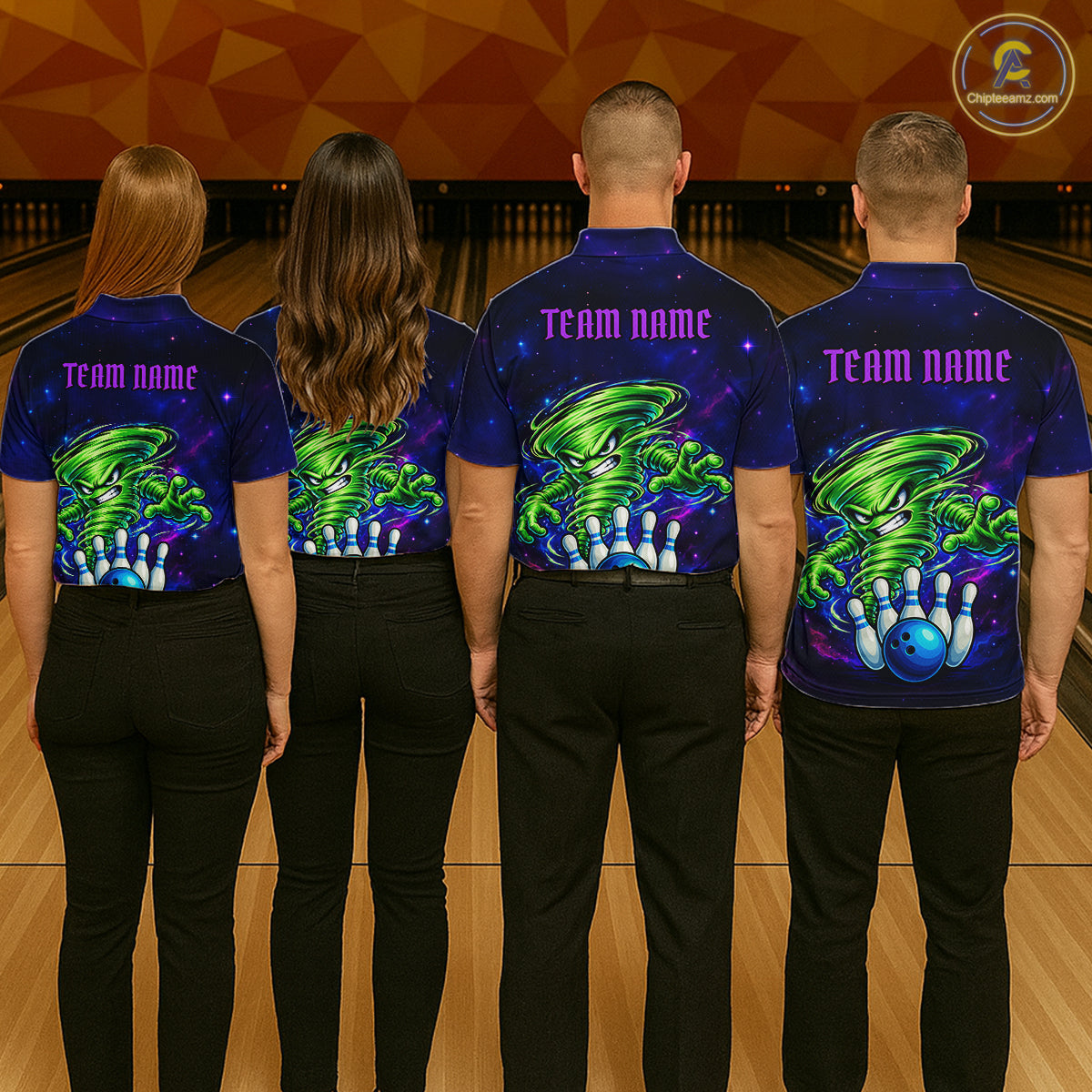 Funny Tornado Galaxy Bowling Shirts For Men Custom Bowling Jersey, Bowling Team Outfit TDM8067