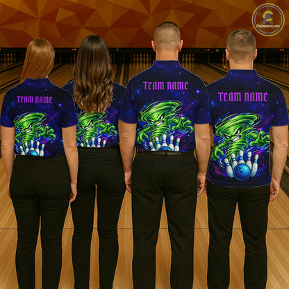 Funny Tornado Galaxy Bowling Shirts For Men Custom Bowling Jersey, Bowling Team Outfit TDM8067