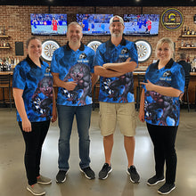 Load image into Gallery viewer, Blue Flaming Wolf Darts Shirt For Women Custom Darts League Jersey Team Polo &amp; Quarter Zip TDM5360