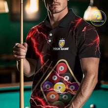 Load image into Gallery viewer, Red 9 Ball Thunder Lightning Billiard Shirts For Men Custom 9 Ball Pool Team Jersey Polo &amp; 1/4 Zip TDM5635