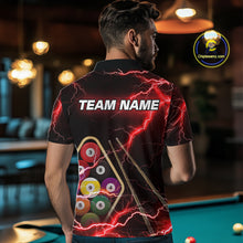 Load image into Gallery viewer, Red 9 Ball Thunder Lightning Billiard Shirts For Men Custom 9 Ball Pool Team Jersey Polo &amp; 1/4 Zip TDM5635
