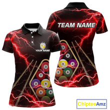 Load image into Gallery viewer, Red 9 Ball Thunder Lightning Billiard Shirts For Women Custom 9 Ball Pool Team Jersey Polo &amp; 1/4 Zip TDM5635