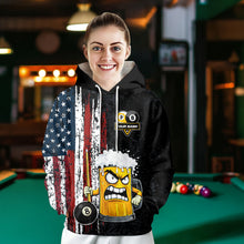 Load image into Gallery viewer, Funny Angry Beer 8 Ball &amp; 9 Ball Billiard Hoodie Custom American Flag Pool Hoodie Team Jersey TDM5636
