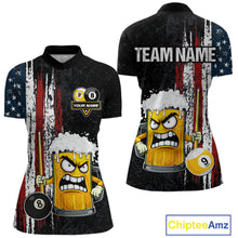 Load image into Gallery viewer, Funny Angry Beer 8 Ball &amp; 9 Ball Billiard Shirt For Women Custom American Flag Pool Team Jersey TDM5636