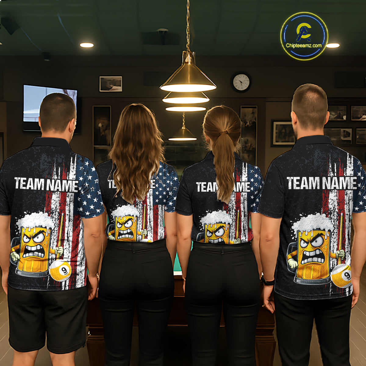Funny Angry Beer 8 Ball & 9 Ball Billiard Shirt For Men Custom American Flag Pool Team Jersey TDM5636