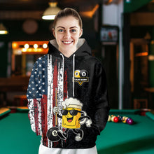 Load image into Gallery viewer, American Flag 8 Ball &amp; 9 Ball Funny Beer Billiard Hoodie For Custom Patriotic Billiard Hoodie Jersey TDM5637
