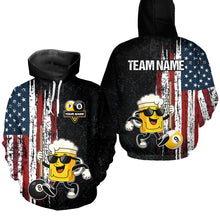 Load image into Gallery viewer, American Flag 8 Ball &amp; 9 Ball Funny Beer Billiard Hoodie For Custom Patriotic Billiard Hoodie Jersey TDM5637