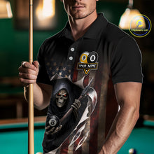 Load image into Gallery viewer, Grim Reaper 8 Ball &amp; 9 Ball Pool American Flag Billiard Shirt For Men Custom Billiard Team Jersey TDM5638