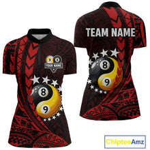 Load image into Gallery viewer, Custom Red Tribal 8 Ball &amp; 9 Ball Yin And Yang Billiard Shirt For Women, Funny Pool Team Jersey TDM5846