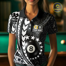Load image into Gallery viewer, Custom White Black 8 Ball &amp; 9 Ball Tribal Billiard Shirt For Women, Funny Pool Team Jersey  TDM5847