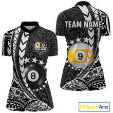 Load image into Gallery viewer, Custom White Black 8 Ball &amp; 9 Ball Tribal Billiard Shirt For Women, Funny Pool Team Jersey  TDM5847