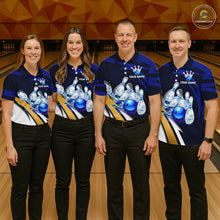 Load image into Gallery viewer, Personalized Blue Strike Ball Bowling Shirt For Men Custom Team Bowling Jersey Polo &amp; 1/4 Zip TDM6243