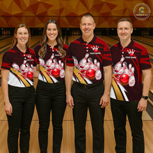Load image into Gallery viewer, Personalized Red Strike Ball Bowling Shirt For Women Custom Team Bowling Jersey Polo &amp; 1/4 Zip TDM6244