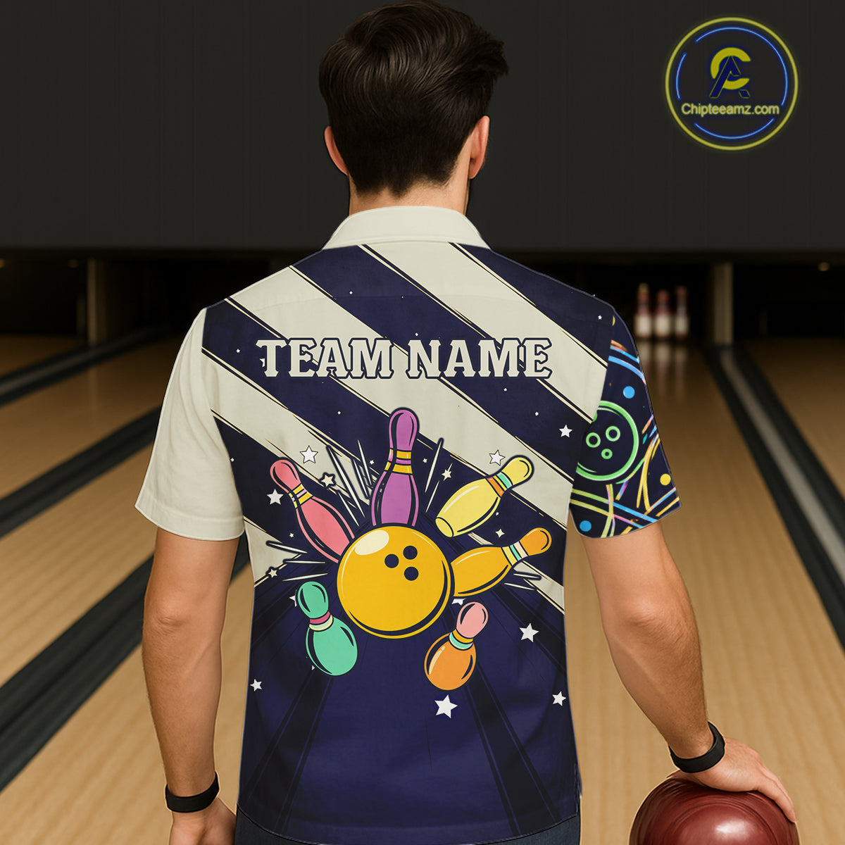 Personalized Funny Neon Bowling Hawaiian Shirt For Women, Retro Bowling Team Jersey Outfit TDM6461