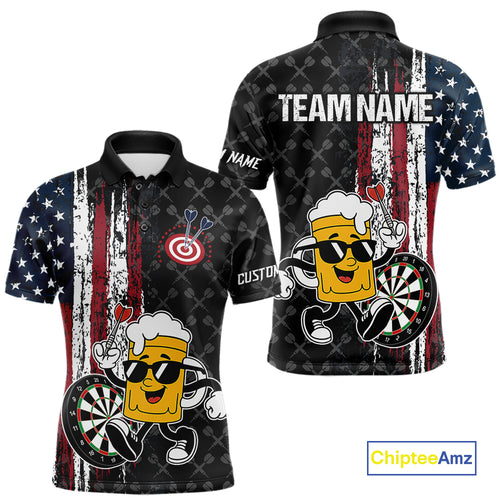 Funny Beer Grunge American Flag Darts Shirt For Men Custom Patriotic Darts Team Jersey TDM5364