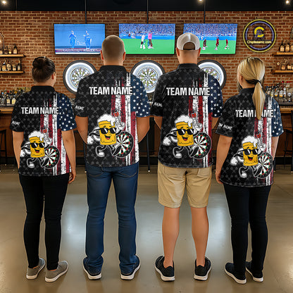 Funny Beer Grunge American Flag Darts Shirt For Women Custom Patriotic Darts Team Jersey TDM5364