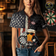 Load image into Gallery viewer, Funny Beer Vintage American Flag Darts Shirt For Women Custom Patriotic Darts Team Jersey TDM5365