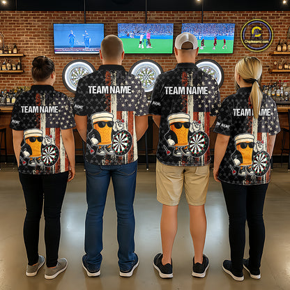 Funny Beer Vintage American Flag Darts Shirt For Men Custom Patriotic Darts Team Jersey TDM5365