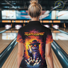 Load image into Gallery viewer, Personalized Vintage Funny Cat Bowling Shirt For Women Custom Bowling Jersey Team Polo &amp; 1/4 Zip TDM5861