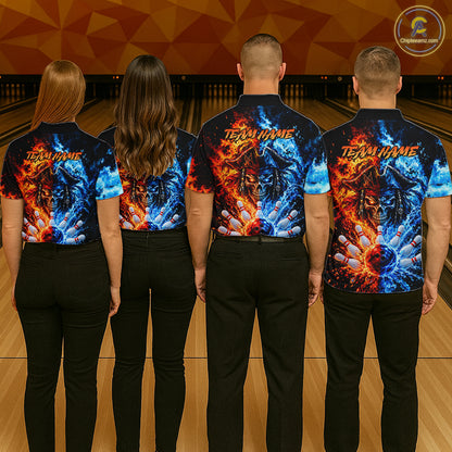Custom Fire And Ice Pirate Bowling Shirts For Men Personalized Bowling Team Jersey Polo, 1/4 Zip TDM8110