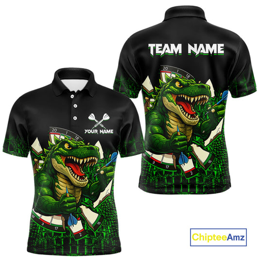 Black And Green Funny Sauropod Darts Shirt For Men Custom Darts Jersey Team Polo & 1/4 Zip TDM5917