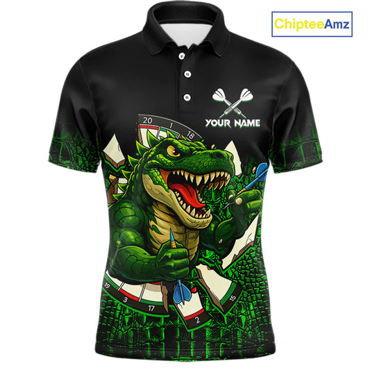 Black And Green Funny Sauropod Darts Shirt For Men Custom Darts Jersey Team Polo & 1/4 Zip TDM5917