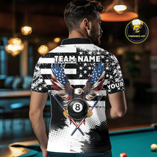 Load image into Gallery viewer, Custom Eagle American Flag 8 Ball Billiard Shirt For Men, Grunge Pool Team Jersey Polo &amp; 1/4 Zip TDM5718