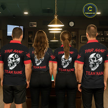 Load image into Gallery viewer, Personalized 8 Ball Pool Skull Argyle Pattern Men's Billiard Shirts, Billiard Team Jersey |Red TDM5719