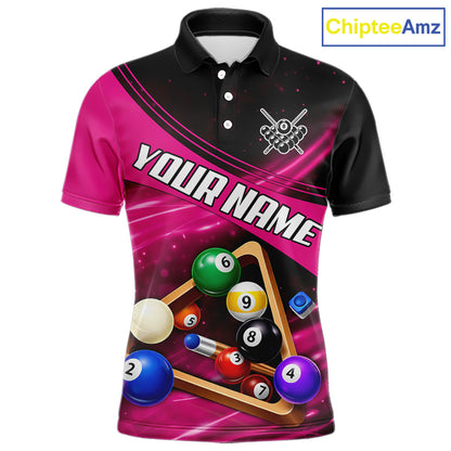 Pink And Black Billiard Jersey For Men Custom Pool Balls Billiard Team Shirt Polo & 1/4 Zip TDM6329