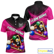 Load image into Gallery viewer, Pink And Black Billiard Jersey For Men Custom Pool Balls Billiard Team Shirt Polo &amp; 1/4 Zip TDM6329