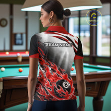 Load image into Gallery viewer, Red Flaming 8 Ball Billiard Jersey Custom Women's Billiard Polo &amp; Quarter Zip, Pool Team Jersey TDM5726