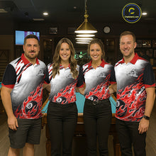 Load image into Gallery viewer, Red Flaming 8 Ball Billiard Jersey Custom Men's Billiard Polo &amp; Quarter Zip, Pool Team Jersey TDM5726