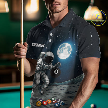 Funny Astronaut 8 Ball & 9 Ball Billiard Shirts For Men Custom Billiard Team Jersey, Pool Gifts TDM7508