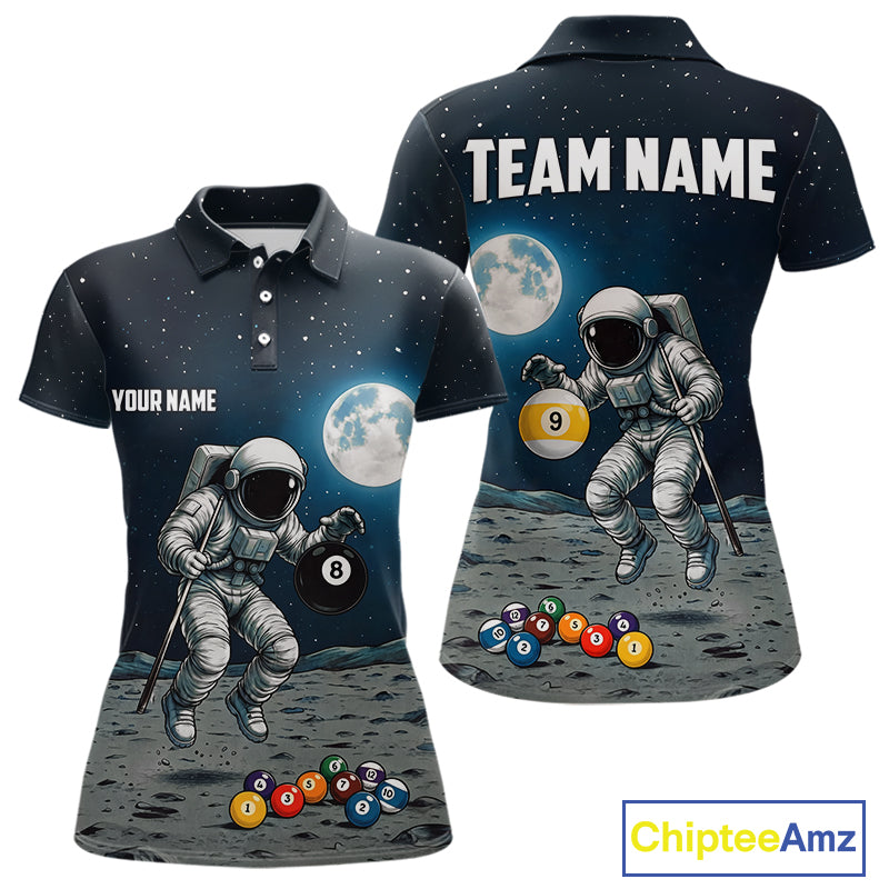 Funny Astronaut 8 Ball & 9 Ball Billiard Shirts For Women Custom Billiard Team Jersey, Pool Gifts TDM7508