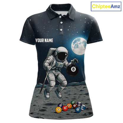 Funny Astronaut 8 Ball & 9 Ball Billiard Shirts For Women Custom Billiard Team Jersey, Pool Gifts TDM7508