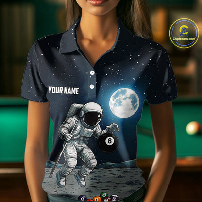 Funny Astronaut 8 Ball & 9 Ball Billiard Shirts For Women Custom Billiard Team Jersey, Pool Gifts TDM7508