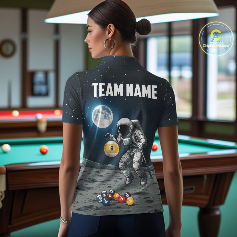 Funny Astronaut 8 Ball & 9 Ball Billiard Shirts For Women Custom Billiard Team Jersey, Pool Gifts TDM7508
