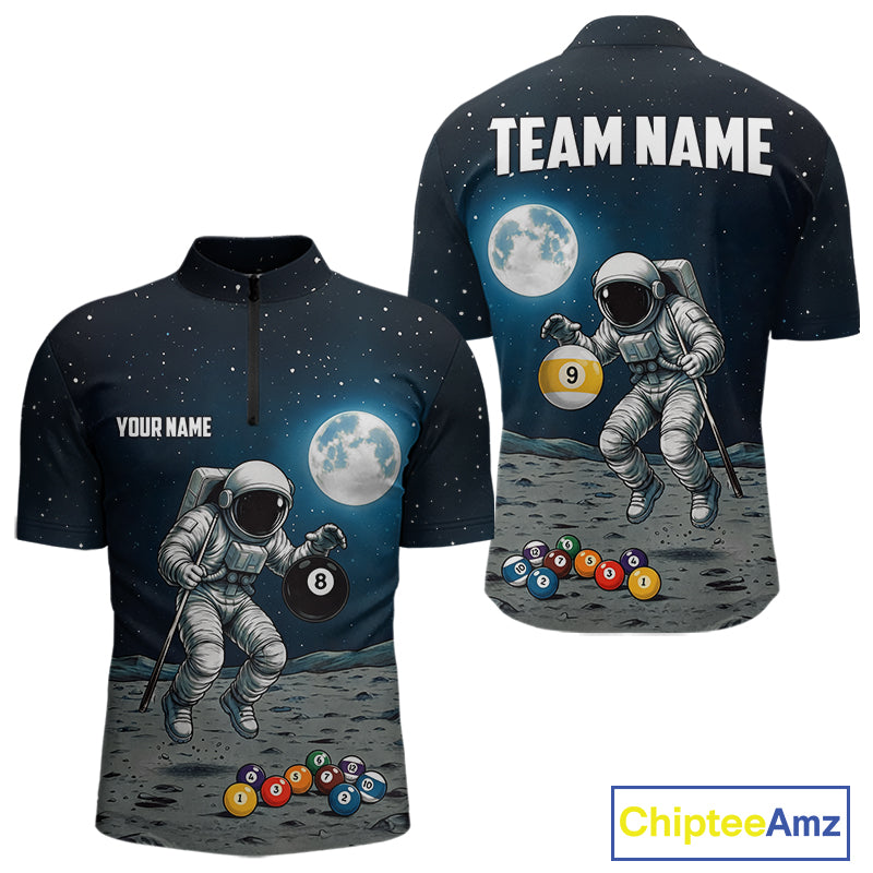 Funny Astronaut 8 Ball & 9 Ball Billiard Shirts For Men Custom Billiard Team Jersey, Pool Gifts TDM7508
