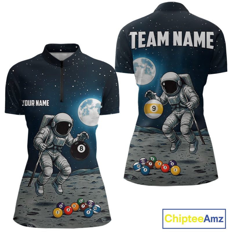 Funny Astronaut 8 Ball & 9 Ball Billiard Shirts For Women Custom Billiard Team Jersey, Pool Gifts TDM7508