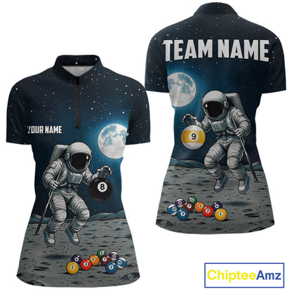 Funny Astronaut 8 Ball & 9 Ball Billiard Shirts For Women Custom Billiard Team Jersey, Pool Gifts TDM7508