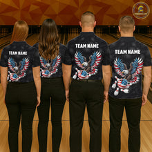 Load image into Gallery viewer, Personalized American Flag Eagle Bowling Polo &amp; 1/4 Zip For Men, Patriotic Bowling Team Jersey TDM6098