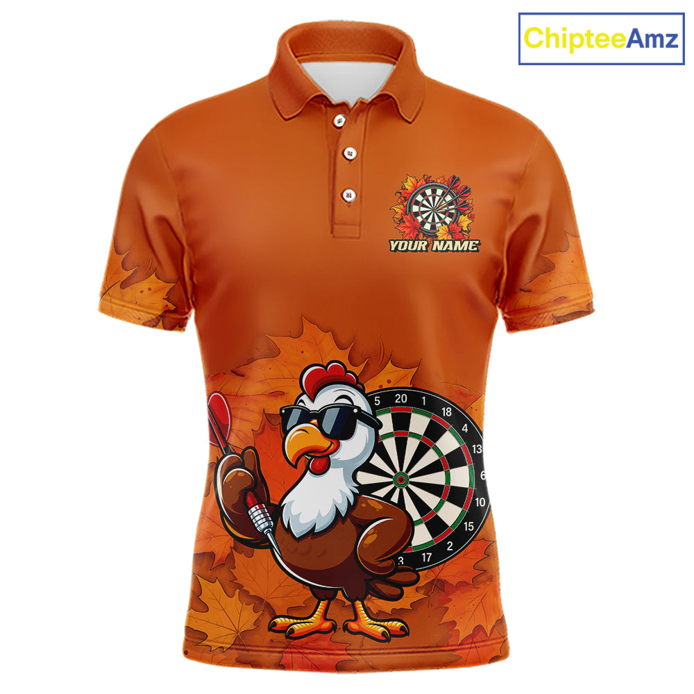 Personalized Orange Funny Turkey Darts Shirts For Men Custom Thanksgiving Dart Team Jersey  TDM7269